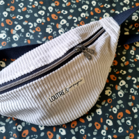 Sac banane - velours côtelé grège et bengal