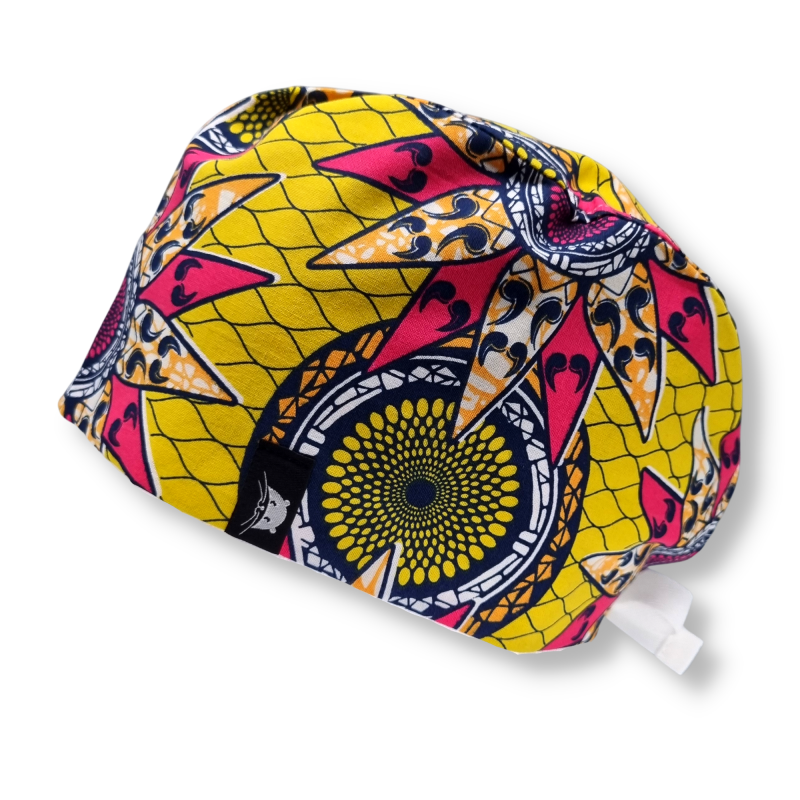 Calot court - wax étoiles africaines jaunes