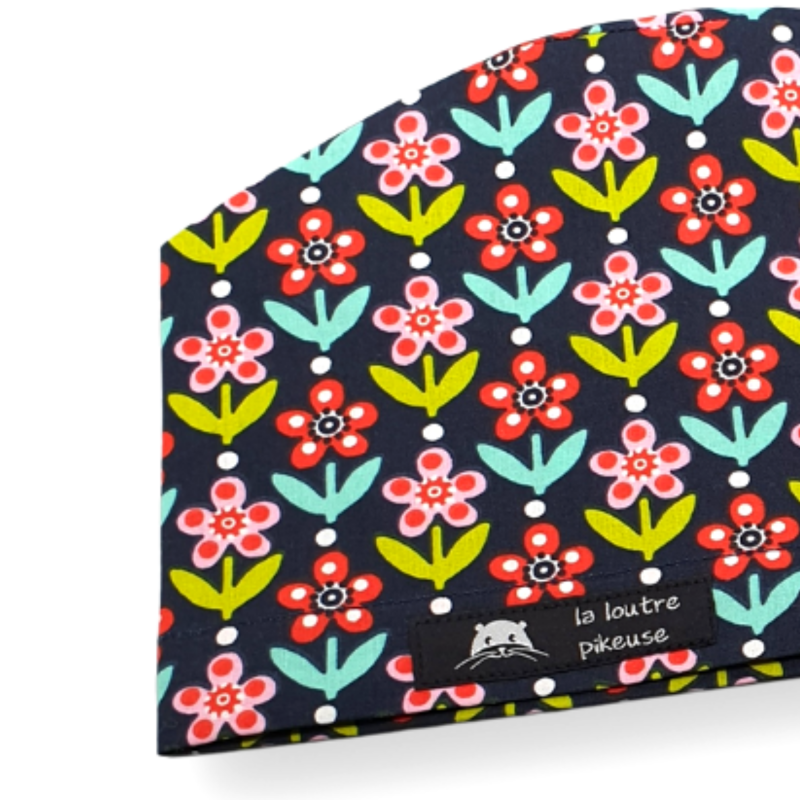 Calot de bloc couvrant - grosses fleurs roses et rouges