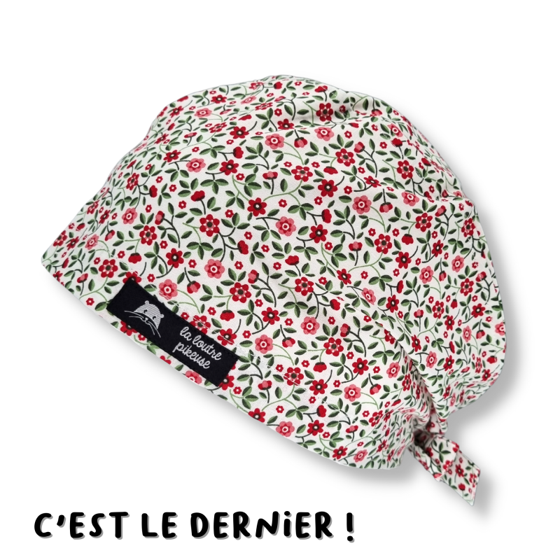 Calot de bloc couvrant - petites fleurs rouges
