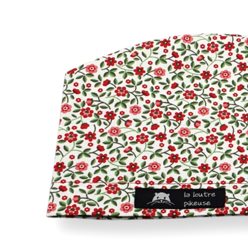 Calot de bloc couvrant - petites fleurs rouges