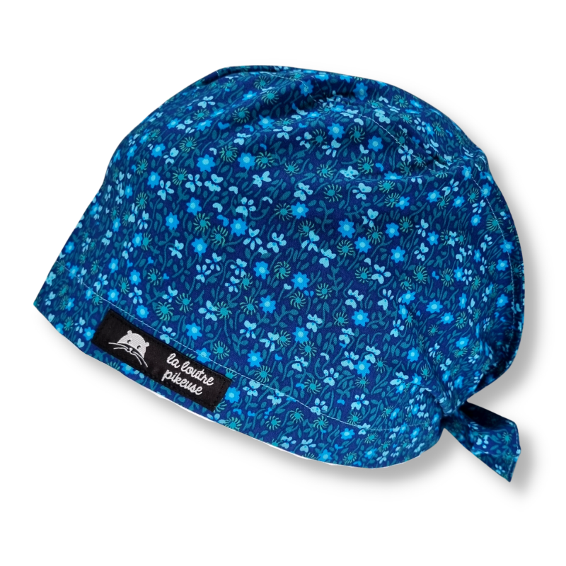 Calot de bloc couvrant - petit pan flower power indigo
