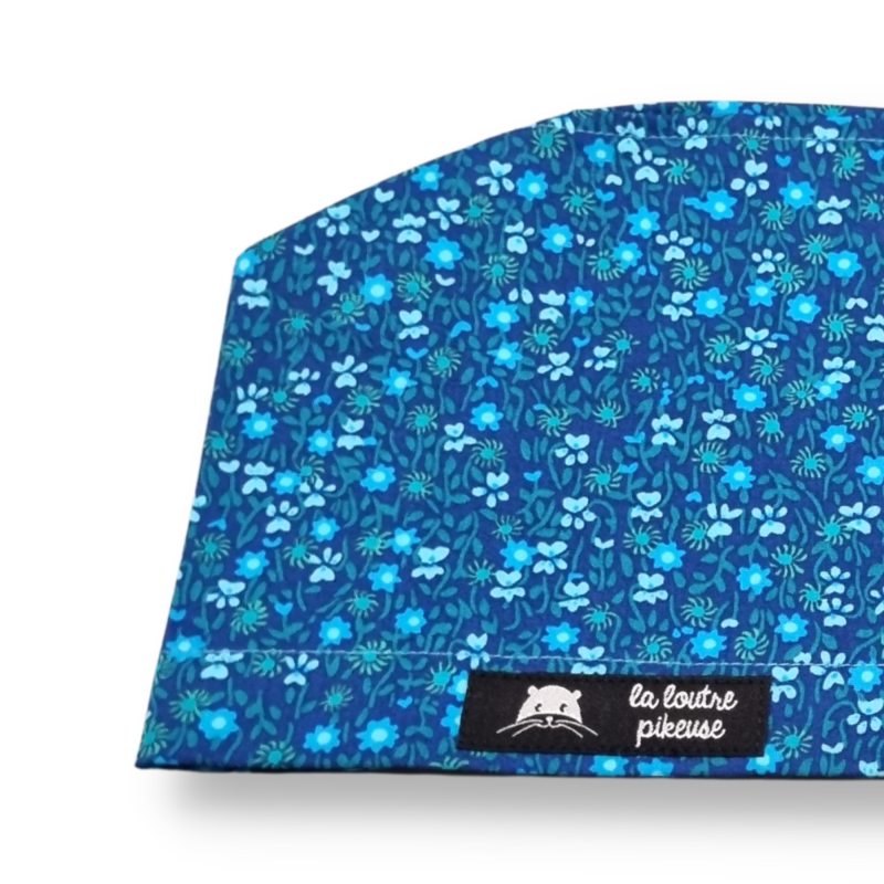 Calot de bloc couvrant - petit pan flower power indigo