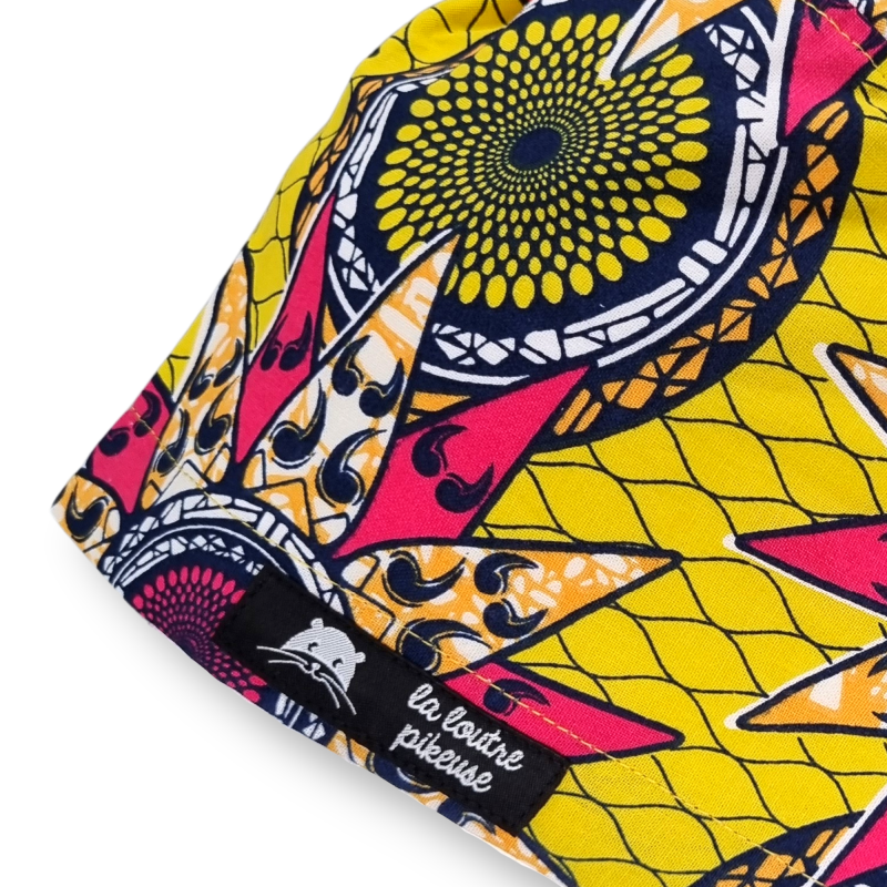 Calot de bloc couvrant - wax étoiles africaines jaunes