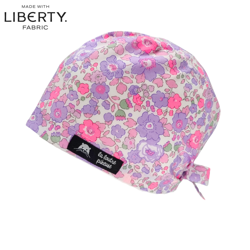 Calot de bloc couvrant - liberty of london betsy mauve et rose fluo