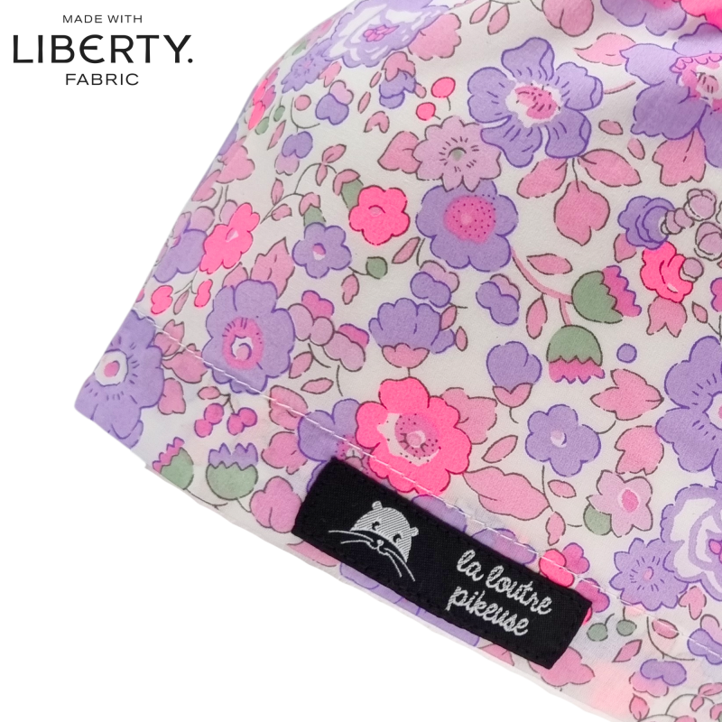 Calot de bloc couvrant - liberty of london betsy mauve et rose fluo