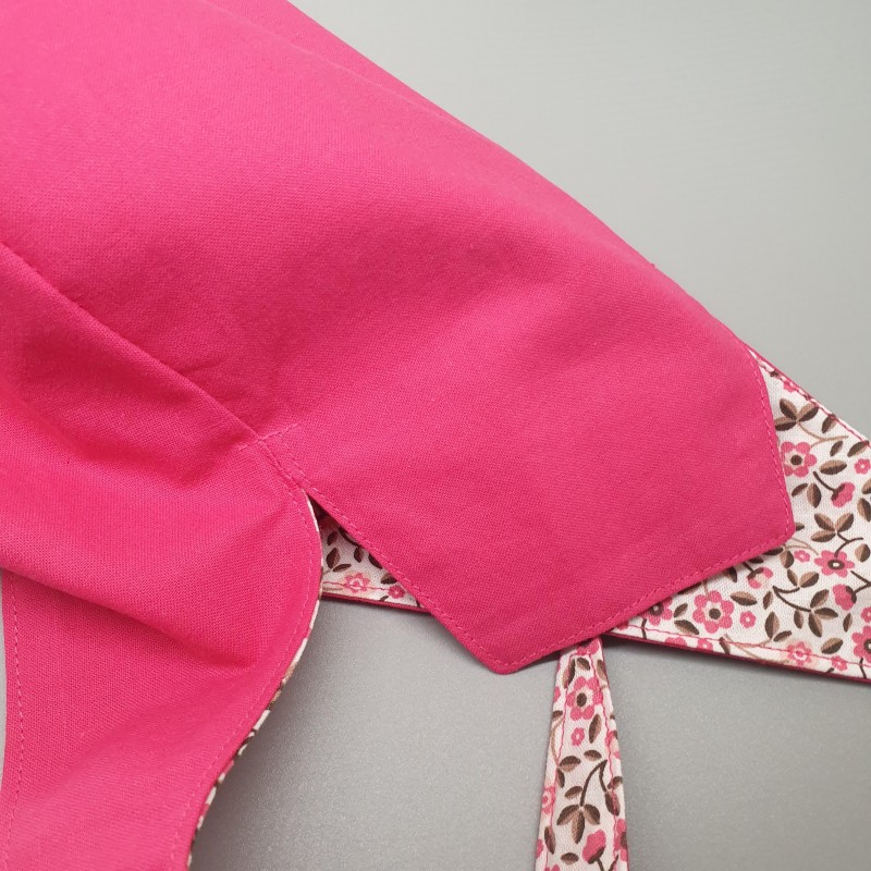 Calot de bloc couvrant réversible - petites fleurs roses et rose uni