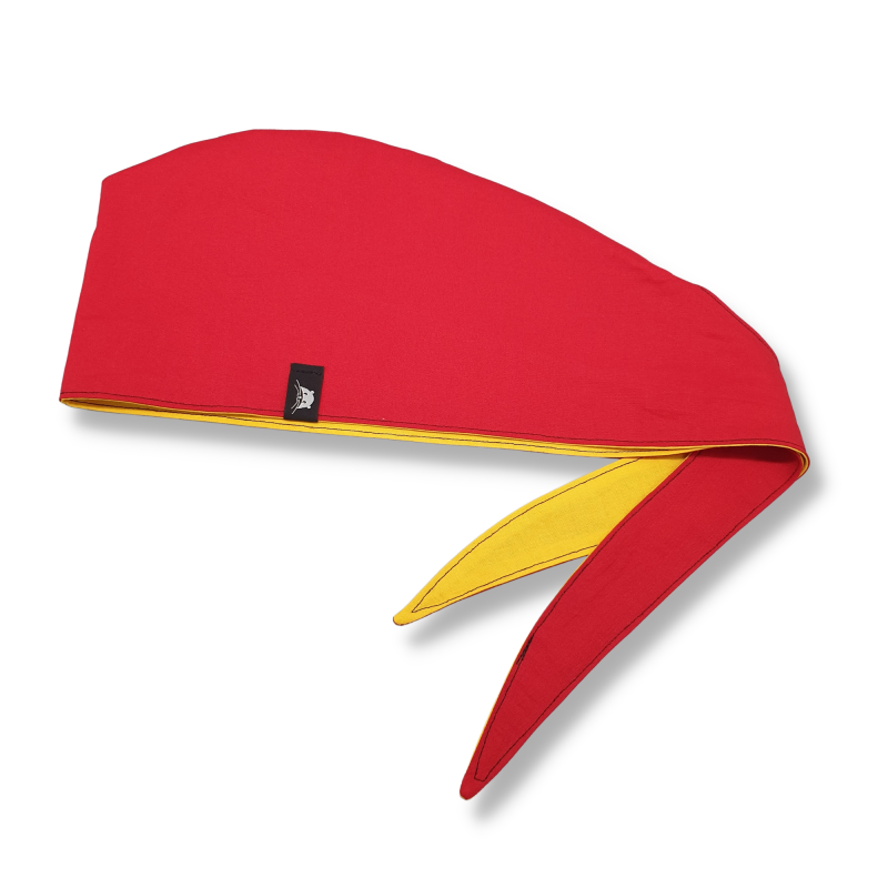 Calot de bloc couvrant réversible - rouge et jaune unis