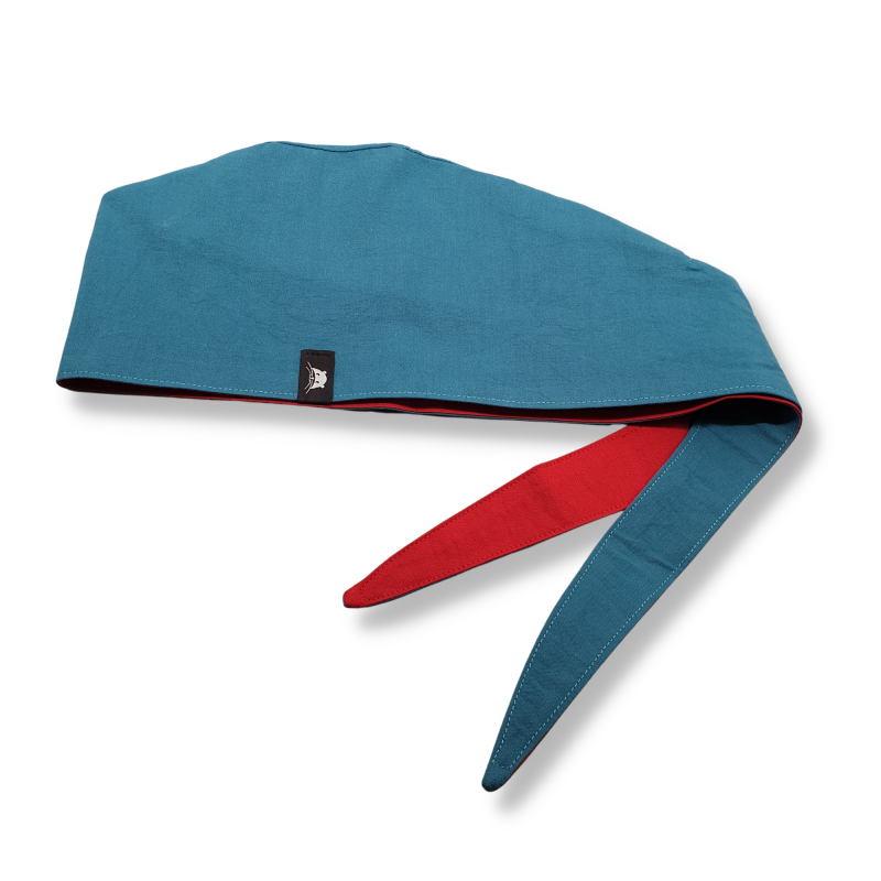 Calot de bloc couvrant réversible - vert canard et rouge