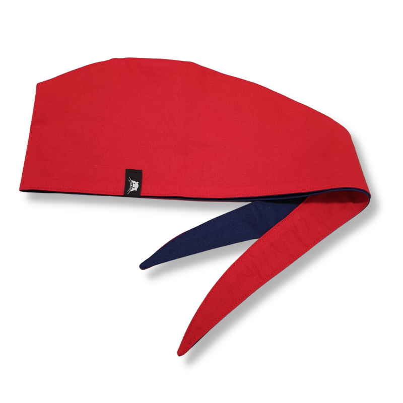 Calot de bloc couvrant réversible - rouge et bleu marine unis