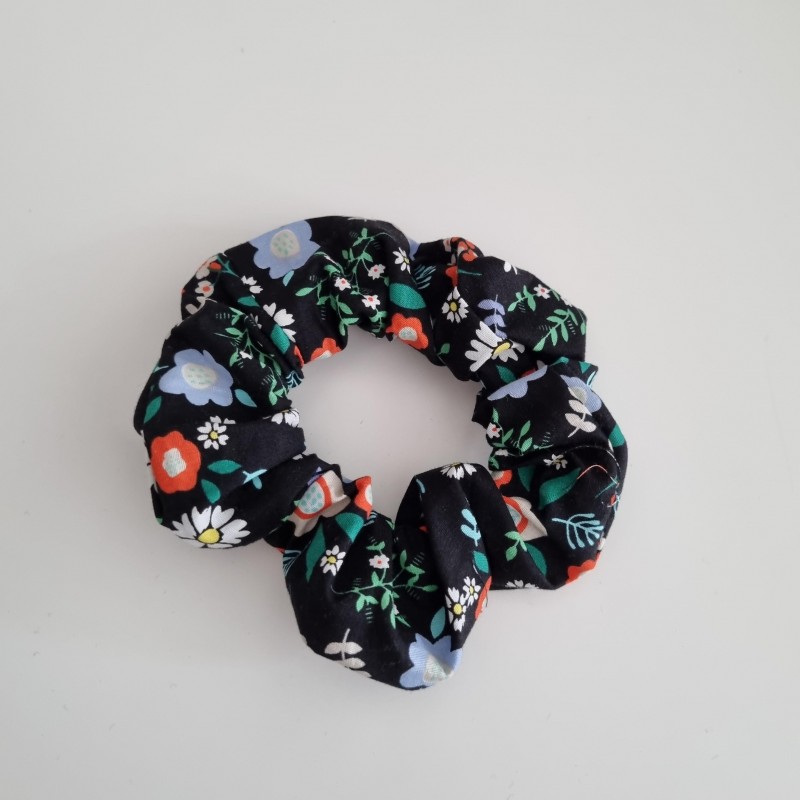 Chouchou à cheveux - fleurs noires