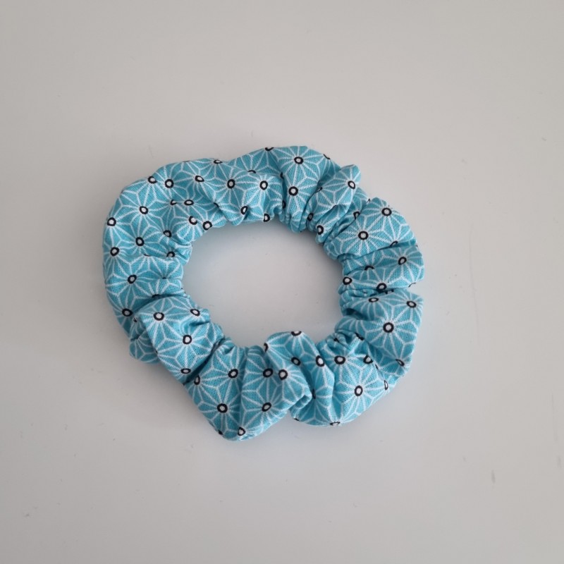 Chouchou à cheveux - asanoha bleu clair