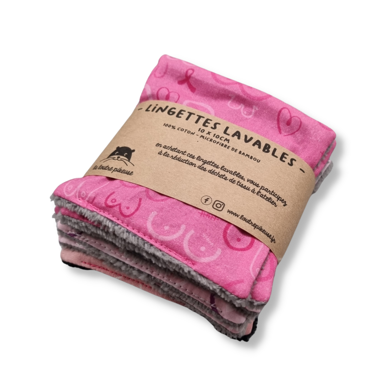 Lingettes lavables x10 - pack mix rose