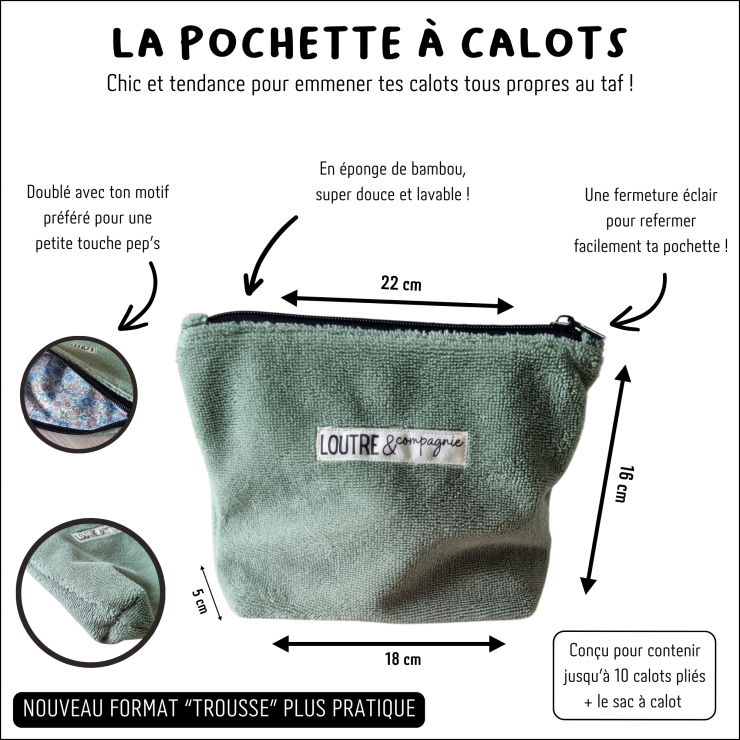 Pack pochette et sac à calots à personnaliser en éponge de bambou