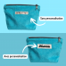 Pochette à calots - velours côtelé bleu turquoise et coup de foudre "NOUVEAU FORMAT"