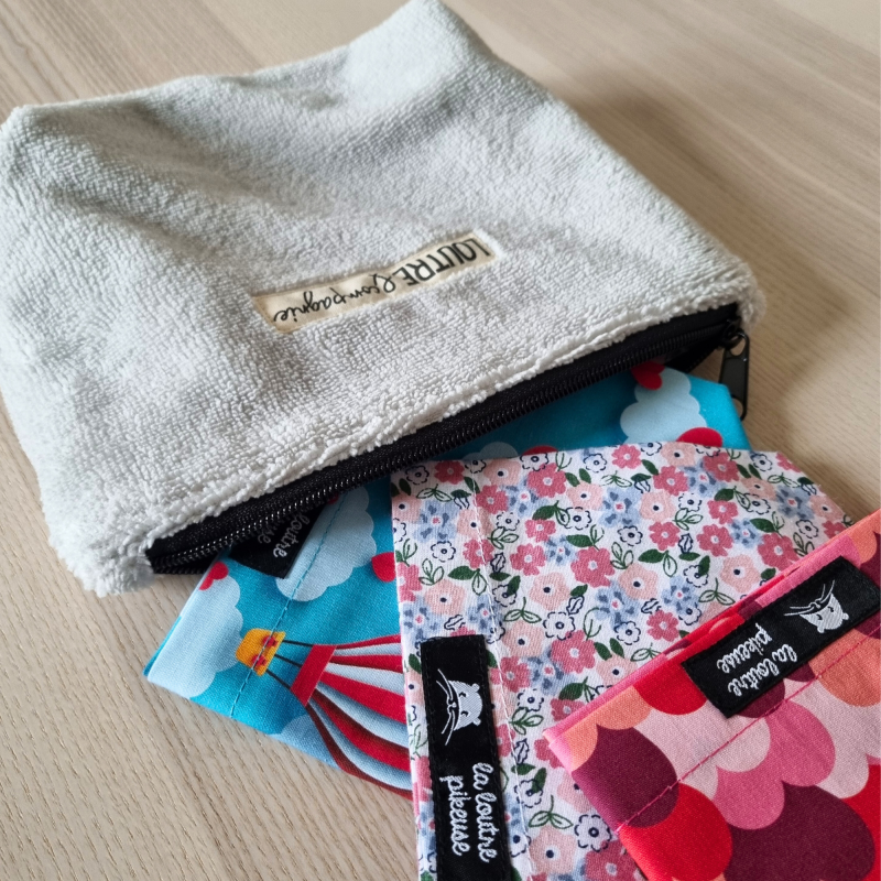Pochette à calots - éponge de bambou gris et romy