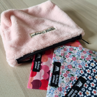 Pochette à calots - éponge de bambou rose blush et atma