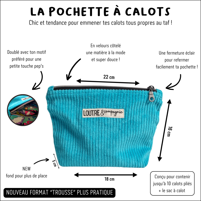 Pack pochette et sac à calots à personnaliser en velours côtelé