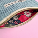 Pochette à calots - velours côtelé vert amande et big flower "NOUVEAU FORMAT"