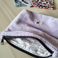 Pochette à calots - éponge de bambou lilas et capri
