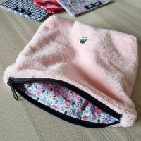Pochette à calots - éponge de bambou rose blush et atma