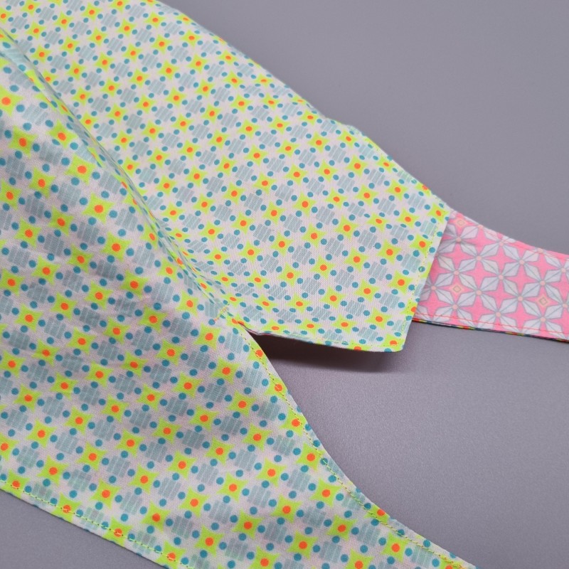 Calot de bloc couvrant réversible - petit pan stella jaune fluo et helium rose fluo