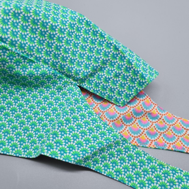 Calot de bloc couvrant réversible - petit pan zazen menthe et wasabi blanc