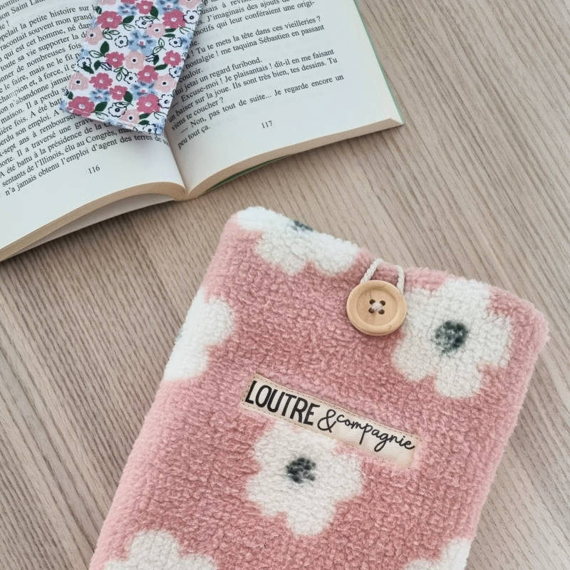 Pochette à livre - moumoute fleurs
