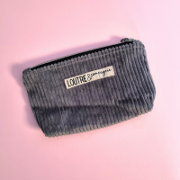 Pochette souple velours côtelé - gris souris et helium