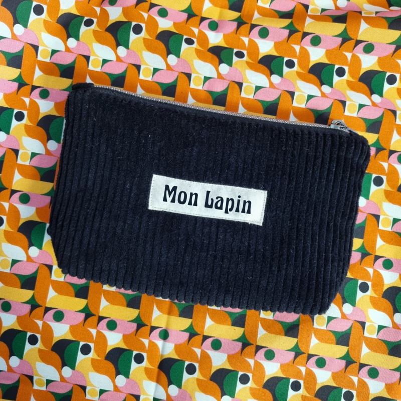 Trousse moelleuse velours côtelé - noir
