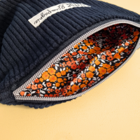 Pochette souple velours côtelé - noir et ginette