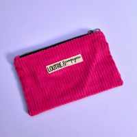Pochette souple velours côtelé - rose et disco