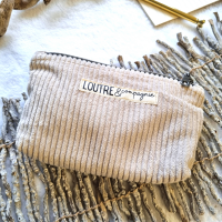 Pochette souple velours côtelé - grège
