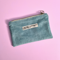 Pochette souple velours côtelé - vert amande et simone
