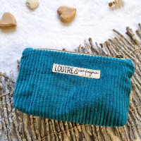 Pochette souple velours côtelé - vert canard