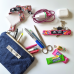 Pochette jeans et petits coeurs