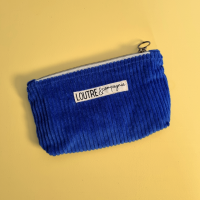 Pochette souple velours côtelé - bleu royal et suzanne