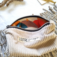 Pochette souple velours côtelé - grège