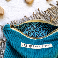 Pochette souple velours côtelé - vert canard