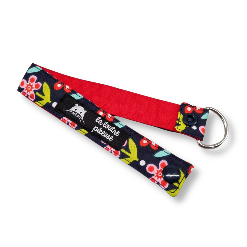 Porte-clés - grosses fleurs roses et rouges