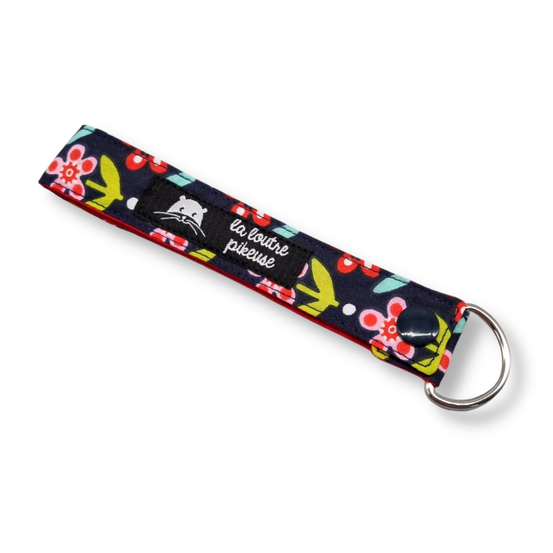 Porte-clés - grosses fleurs roses et rouges