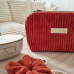 Trousse de toilette velours grosses côtes à personnaliser avec une étiquette tissée