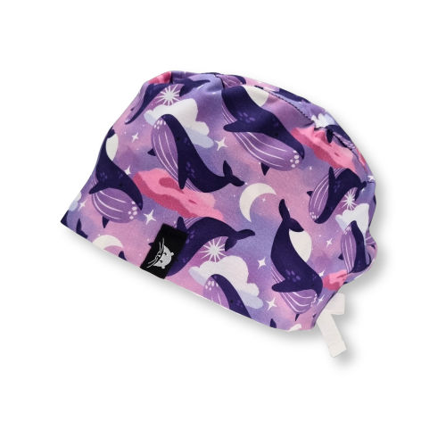 calot de bloc court baleines violettes, mer, animaux
