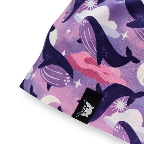 calot de bloc court baleines violettes, mer, animaux