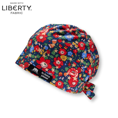 Calot de bloc couvrant liberty of london betsy stars bleu et rouge