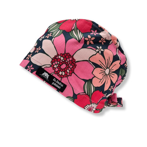 Calot de bloc couvrant avec de grosses fleurs roses