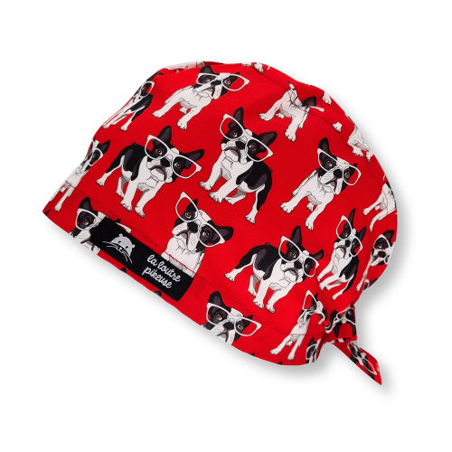 Calot de bloc couvrant avec des bouledog à lunettes, rouges