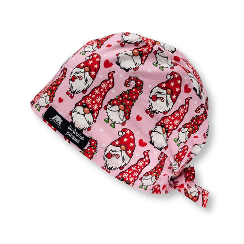 Calot de bloc couvrant lutins de noël rouge et rose