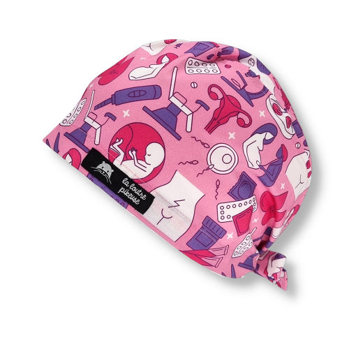 Calot de bloc couvrant - Grossesse Calot de bloc couvrant rose avec des motifs de grossesse