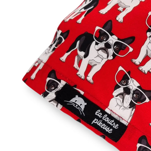 Calot de bloc couvrant avec des bouledog à lunettes, rouges